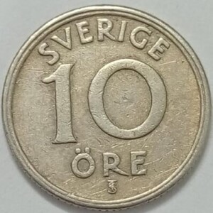 سکه خارجی ۱۰ اوره کمیاب سوئد ۱۹۴۷