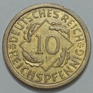 سکه کلکسیونی ۱۰ فنیک آلمان وایمار ۱۹۲۴ (کیفیت بانکی)