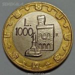 سکه کلکسیونی ۱۰۰۰ لیره دوفلزی سان مارینو ۱۹۹۷ (بسیار کمیاب)