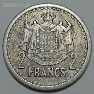 سکه کلکسیونی ۲ فرانک نایاب موناکو ۱۹۴۳