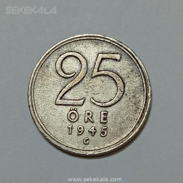 سکه کالا 020328 (589) سکه نقره کلکسیونی ۲۵ اوره سوئد ۱۹۴۵