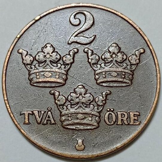 سکه کالا 020328 (598) سکه کلکسیونی ۲ اوره بسیار کمیاب سوئد ۱۹۳۹