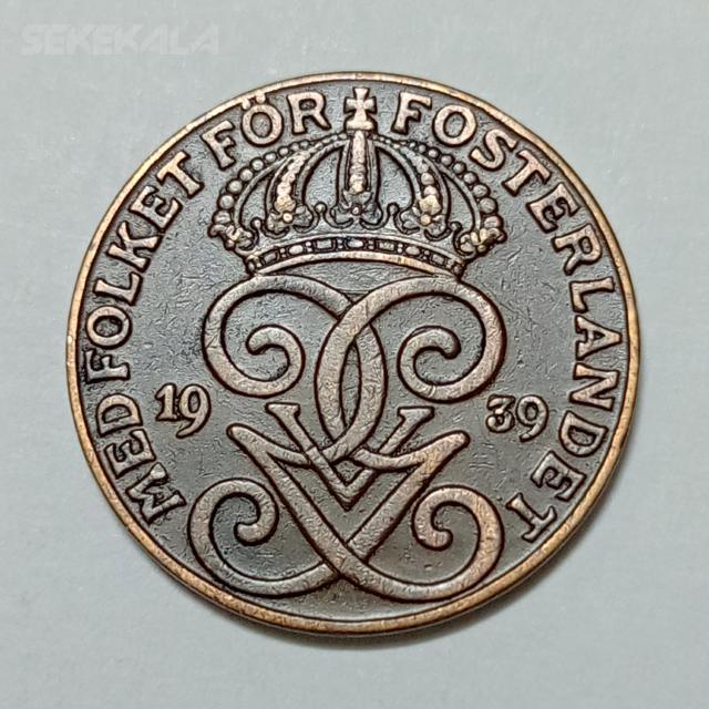 سکه کالا 020328 (599) سکه کلکسیونی ۲ اوره بسیار کمیاب سوئد ۱۹۳۹