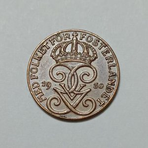 سکه کلکسیونی ۱ اوره بسیار کمیاب سوئد ۱۹۳۰