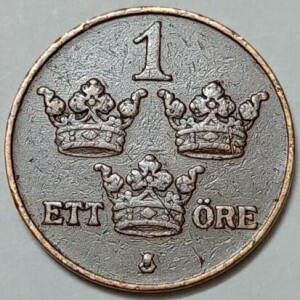 سکه کلکسیونی ۱ اوره بسیار کمیاب سوئد ۱۹۲۵