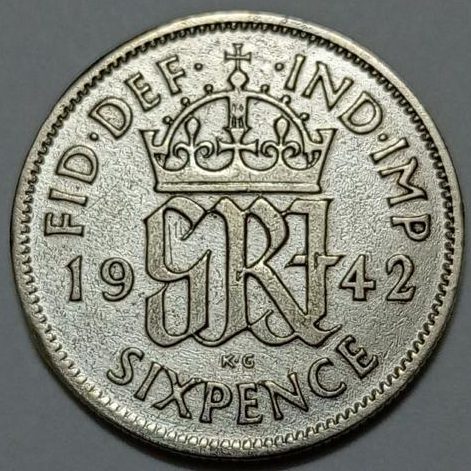 SEKEKALA040211 (48) سکه نقره کلکسیونی ۶ پنس انگلیس ۱۹۴۲ جرج ششم