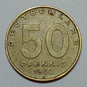سکه خارجی ۵۰ فنیک کمیاب آلمان شرقی ۱۹۵۰