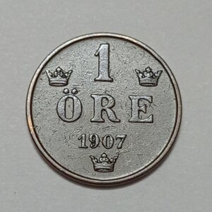 سکه کلکسیونی ۱ اوره قدیمی سوئد ۱۹۰۷