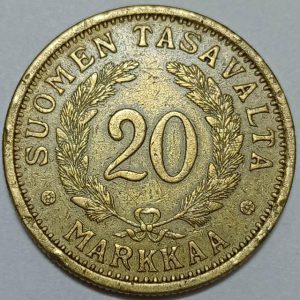 سکه کلکسیونی ۲۰ مارکا فنلاند ۱۹۳۴ (بسیار کمیاب)