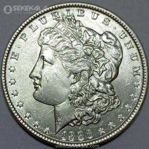 سکه نقره 1 دلار قدیمی آمریکا 1886 (مورگان) (کیفیت AU)