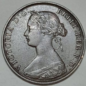 سکه قدیمی نیم پنی انگلیس ۱۸۶۲ (ملکه ویکتوریا) کیفیت بینهایت عالی