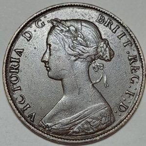 سکه قدیمی نیم پنی انگلیس ۱۸۶۱ (ملکه ویکتوریا) کیفیت بینهایت عالی