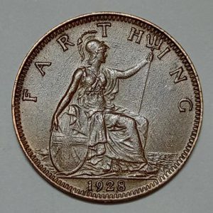 سکه قدیمی ۱ فارتینگ انگلیس ۱۹۲۸ (جرج پنجم)
