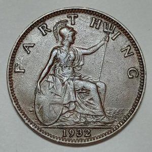 سکه قدیمی ۱ فارتینگ انگلیس ۱۹۳۲ (جرج پنجم)