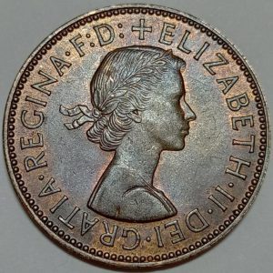 سکه قدیمی نیم پنی انگلیس ۱۹۵۹ (الیزابت دوم) کیفیت بانکی