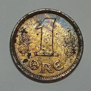 سکه 1 اوره کمیاب دانمارک 1921 (شاه کریستین دهم)