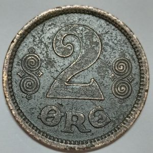 سکه 2 اوره کمیاب دانمارک 1915 (شاه کریستین دهم)