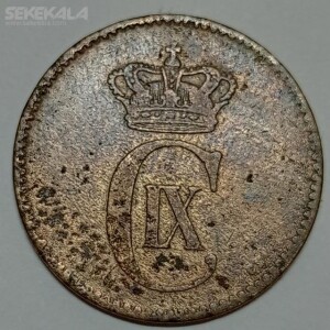 سکه 2 اوره کمیاب دانمارک (تاریخ نامشخص)(کریستین نهم)