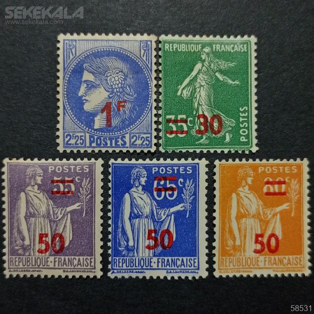 coin collection SEKEKALA.com030206(42) سری تمبر های قدیمی کمیاب فرانسه 1938 (سورشارژ)