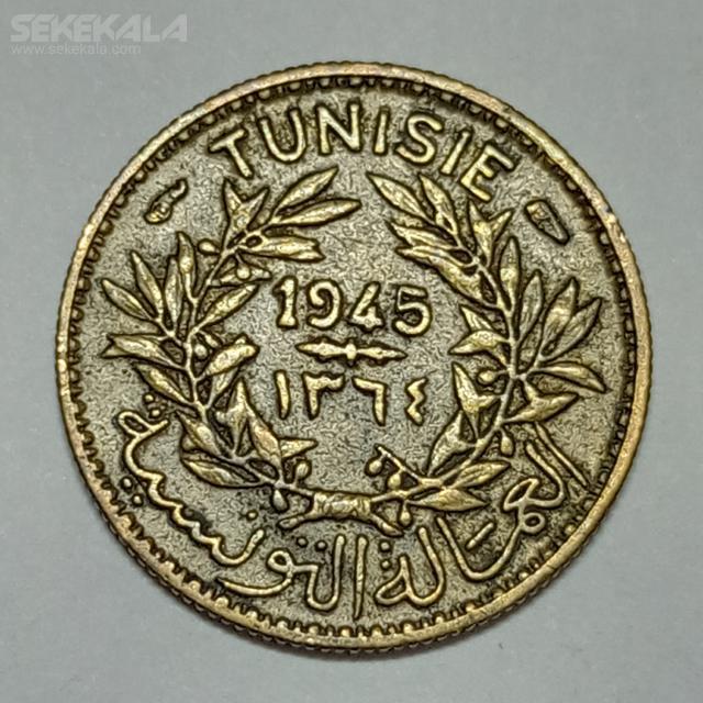 coin collection sekekala.com 030116 (385) سکه 50 سنتیم تونس مستعمره فرانسه 1945 (بسیار کمیاب)