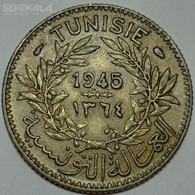 coin collection sekekala.com 030116 (389) سکه 1 فرانک تونس مستعمره فرانسه 1945 (بسیار کمیاب)