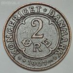 سکه قدیمی 2 اوره دانمارک 1907 (شاه فردریک هشتم)
