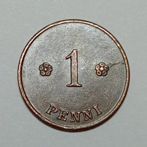 سکه 1 پنی کمیاب فنلاند 1923 (کیفیت AU)