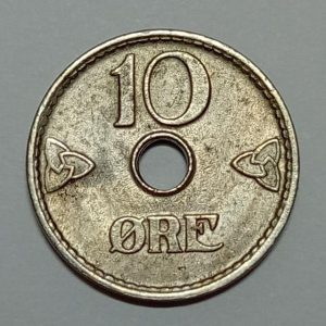 سکه 10 اوره کمیاب نروژ 1949 (کیفیت بانکی)