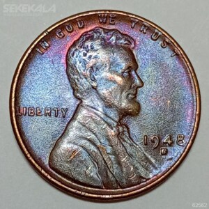 سکه 1 سنت قدیمی لینکلن آمریکا 1948 D (کیفیت UNC)