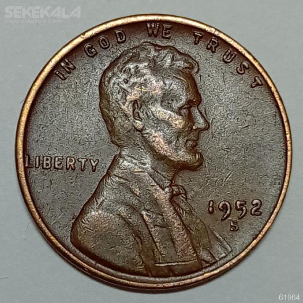 سکه 1 سنت قدیمی لینکلن آمریکا 1952 S