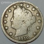 سکه 5 سنت قدیمی آمریکا 1910 (Liberty ـ آزادی)