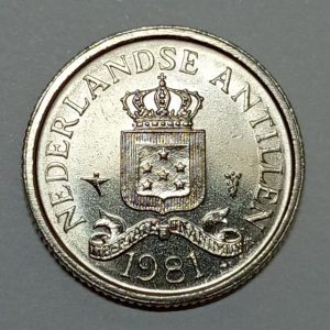 سکه کمیاب 10 سنت آنتیل مستعمره هلند 1981 (UNC)