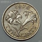 سکه 10 سنت بسیار کمیاب برمودا 1970 (AU)