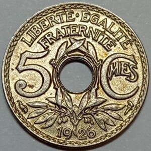 سکه 5 سنتیم قدیمی فرانسه 1926 (UNC)