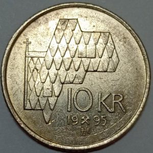 سکه 10 کرون کمیاب نروژ 1995
