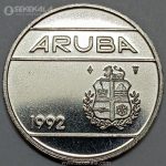 سکه کمیاب 25 سنت آروبا 1992 (UNC)