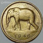 سکه 2 فرانک نایاب کنگو مستعمره بلژیک 1946
