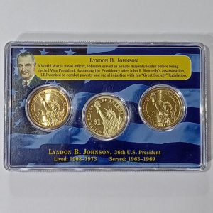 پک 3 عددی سکه 1 دلار آمریکا 2015 (لیندون جانسون) ضرب سه ضرابخانه ایالات متحده