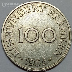 سکه 100 فرانک نایاب سارلند آلمان 1955