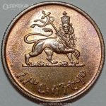 سکه 10 سانتیم قدیمی اتیوپی 1944 (امپراتور هایله سلاسی)کمیاب(UNC)
