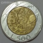 سکه کمیاب ۵۰۰ لیره دوفلزی سان مارینو 1999