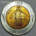 سکه 500 لیره دوفلزی سن مارینو 1985 (UNC)(کمیاب)
