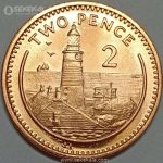 سکه 2 پنس کمیاب جبل الطارق 2000 (UNC)