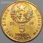 سکه کمیاب 5 اوگوییا موریتانی 2009 (UNC)