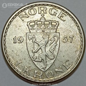 سکه 1 کرون کمیاب نروژ 1957 (AU)