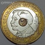 سکه سه فلزی 20 فرانک فرانسه 1994 (صدمین سالگرد کمیته بین المللی المپیک)(بسیار کمیاب)(AU)