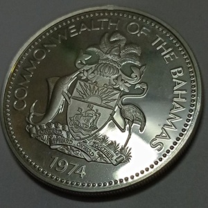 سکه 5 دلار نقره پروف کمیاب باهاما 1974