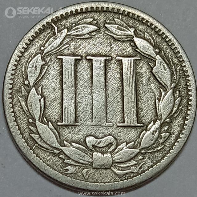 Online store selling rare collectible coins.www.sekekala.com040201 (146) سکه 3 سنت آمریکا 1866 (بسیار کمیاب)