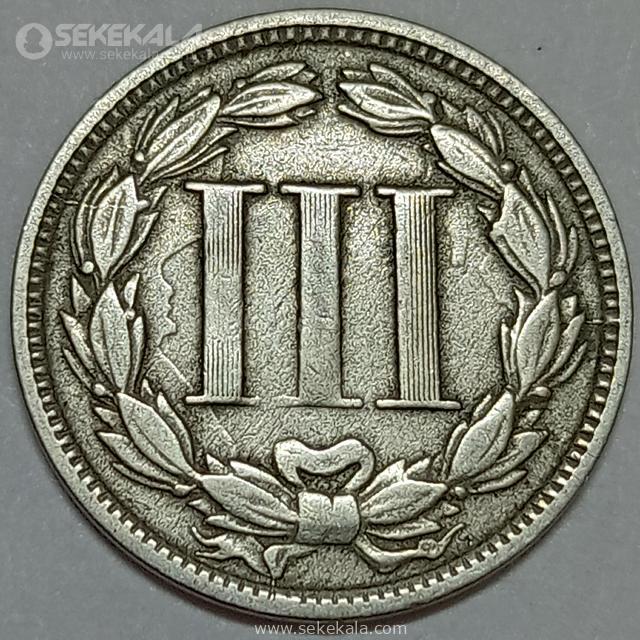 Online store selling rare collectible coins.www.sekekala.com040201 (148) سکه 3 سنت آمریکا 1866 (بسیار کمیاب)