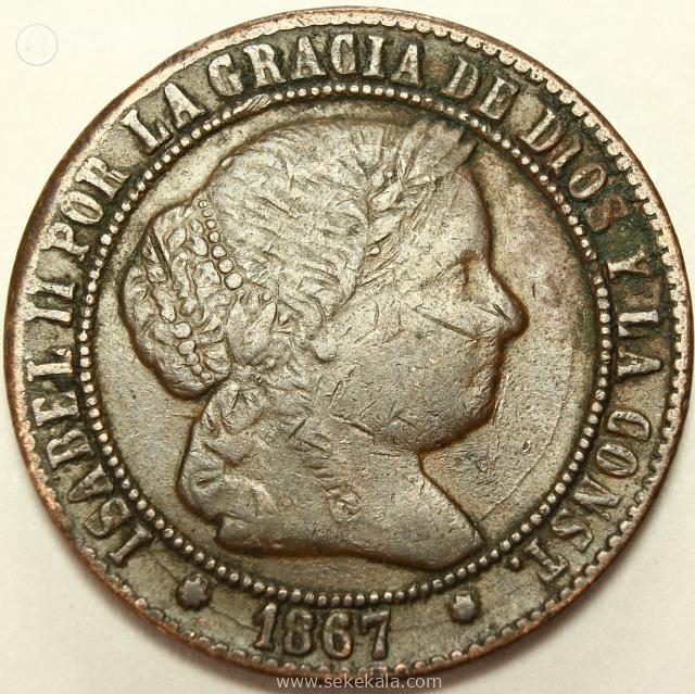coin 040230 (243)~2.JPG سکه قدیمی نایاب 2/5 سنتیمو اسپانیا 1867 (ملکه ایزابل دوم )